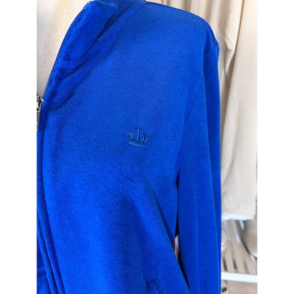 Juicy Couture Women's Sz XXL Blue Splash Classic Terry Cloth Zip Up Jacket#0138 - Picture 11 of 11